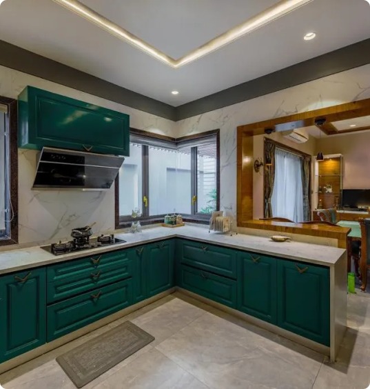 Green Cleopatra Modular Kitchen